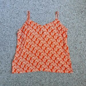 LOFT Orange and White Camisole Top size Medium